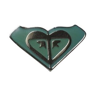 Roxy Grey Heart Logo Surfboards Vintage Brooch Teal Blue